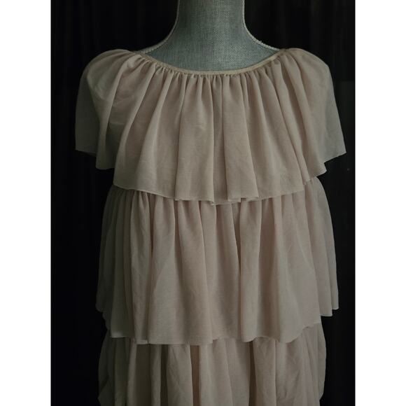 Twin Set by Simona Barbieri Flounced Ruffled Sleeveless Tulle Beige Dress Size L - Picture 2 of 10